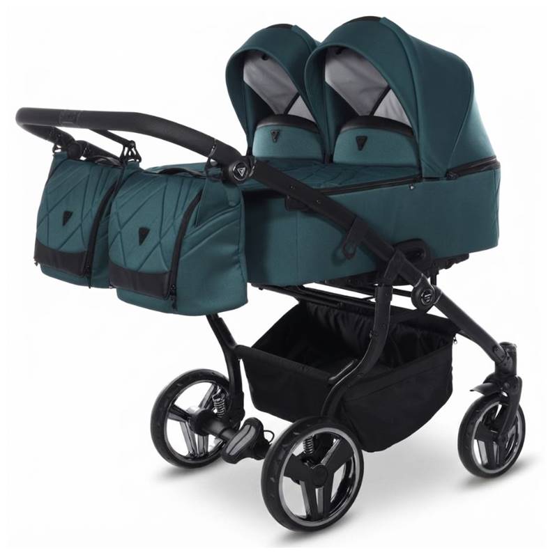 Junama Duo V3 – wózek bliźniaczy z dwiema gondolami i torbami